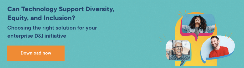 Banner that leads to a page where you can download the eBook "Can Technology Support Diversity, Equity, and Inclusion?"