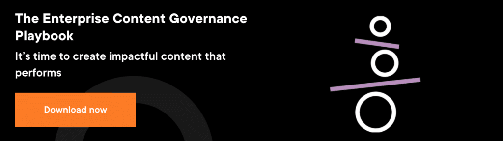 A banner offering the enterprise content governance playbook resource.