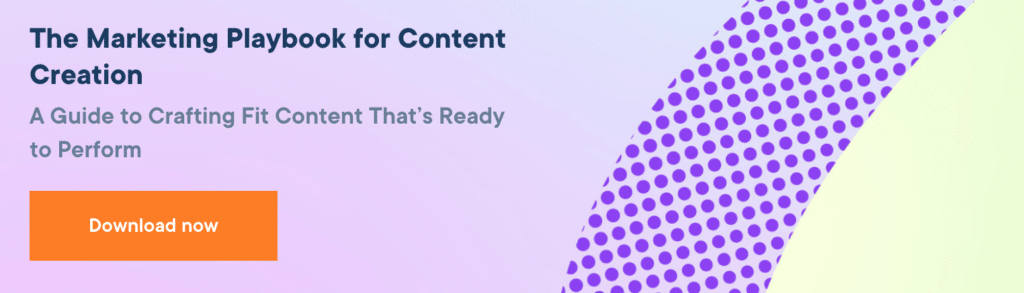 A banner to download the resource the marketing playbook for content creation.