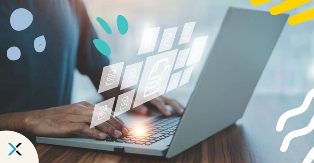 Decorative banner that symbolizes technical translation by showing hands typing on a keyboard.