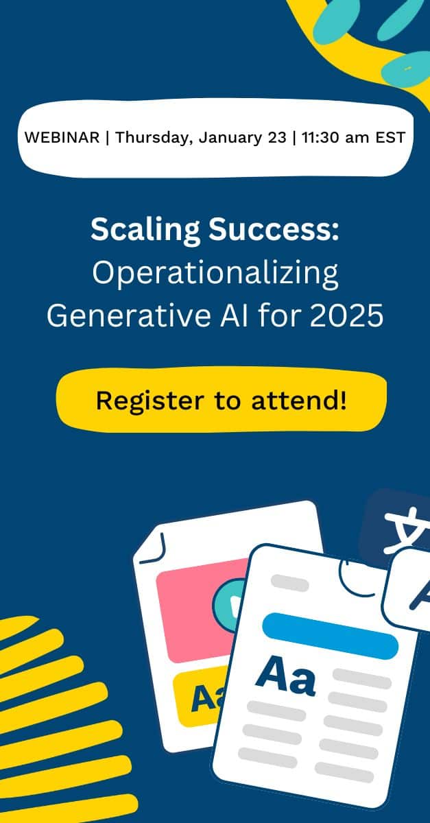 A website banner advertising a January 2025 webinar focused on operationalizing generative AI for 2025