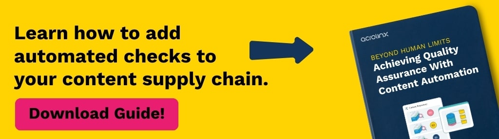 Banner that links to a free guide on how to add automated checks to an enterprise's content supply chain.