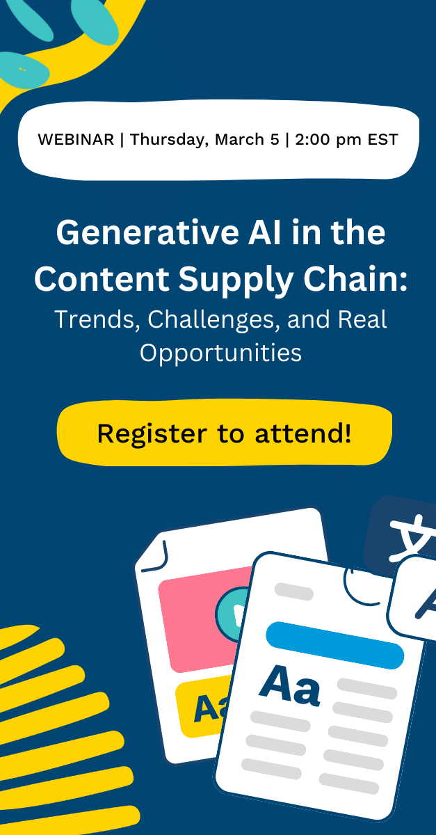 A website banner advertising a 2025 webinar focused on generative AI for Content Supply Chain